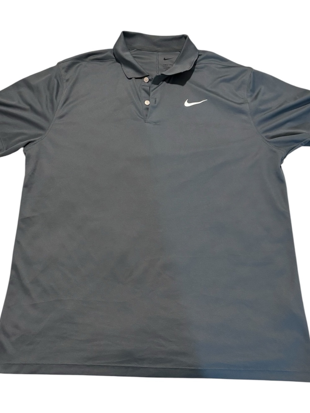 Nike Men's Dark Gray Polo with White Swoosh